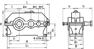 Редукторы цилиндрические горизонтальные трехступенчатые типа 1Ц3У-160, 1Ц3У-200, 1Ц3У-250